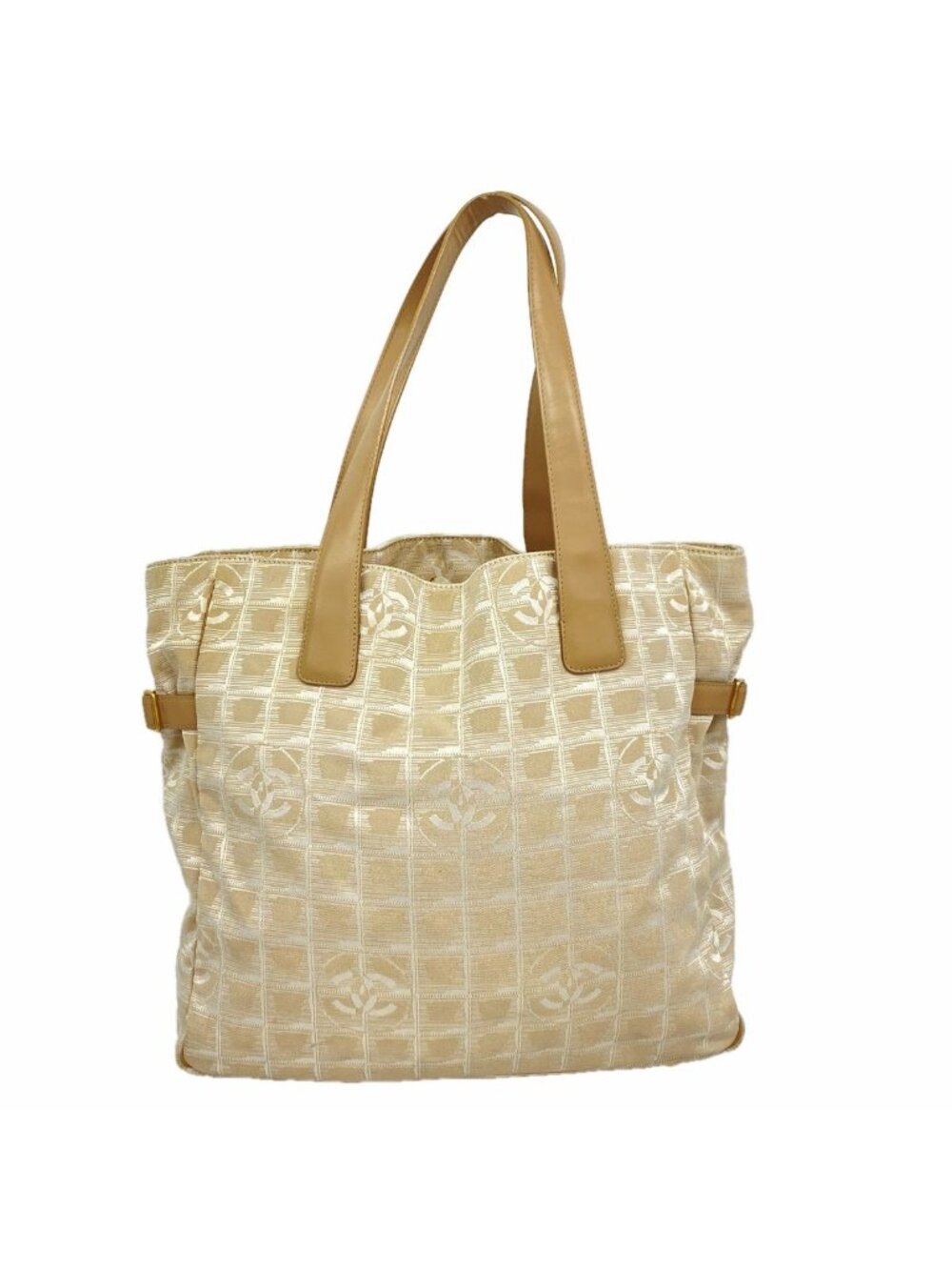 Chanel Tote Bag New Travel Nylon Beige Champagne Gold